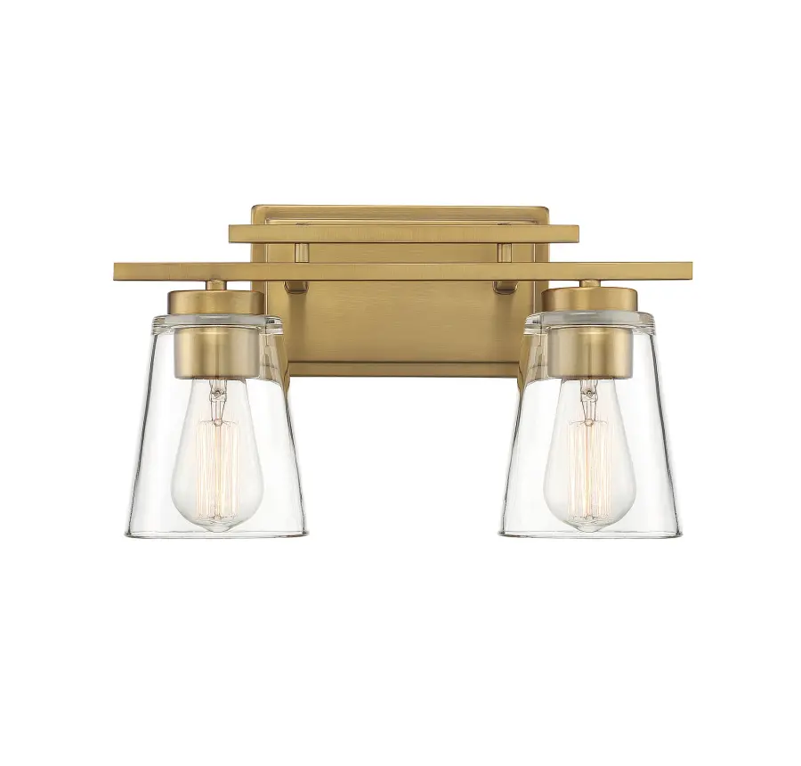 Calhoun 2-Light Bathroom Vanity Light in Warm Brass - Image 1