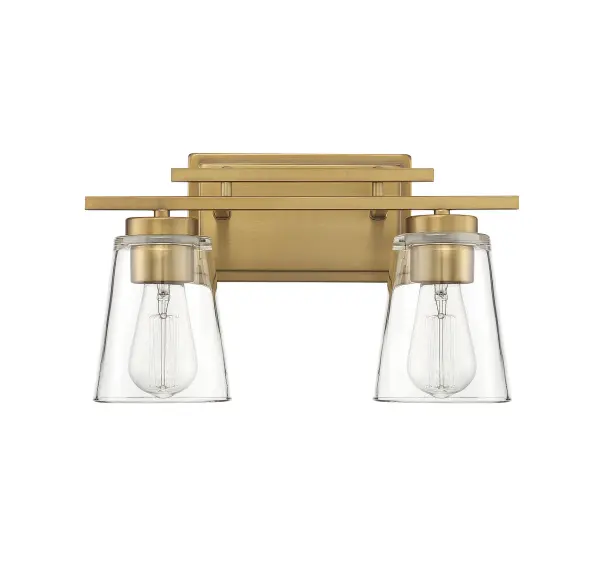 Calhoun 2-Light Bathroom Vanity Light in Warm Brass - Image 2