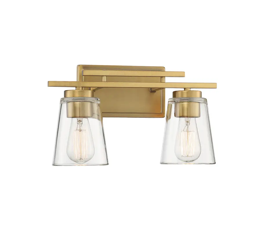 Calhoun 2-Light Bathroom Vanity Light in Warm Brass - Image 3