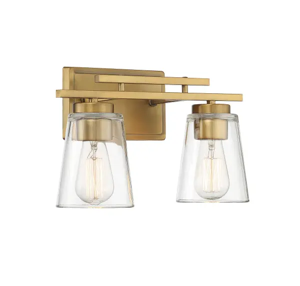 Calhoun 2-Light Bathroom Vanity Light in Warm Brass - Image 4