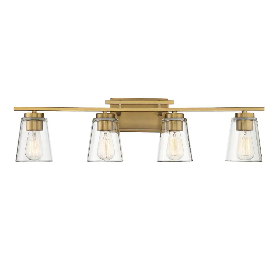 Calhoun 4-Light Bathroom Vanity Light in Warm Brass - Image 1