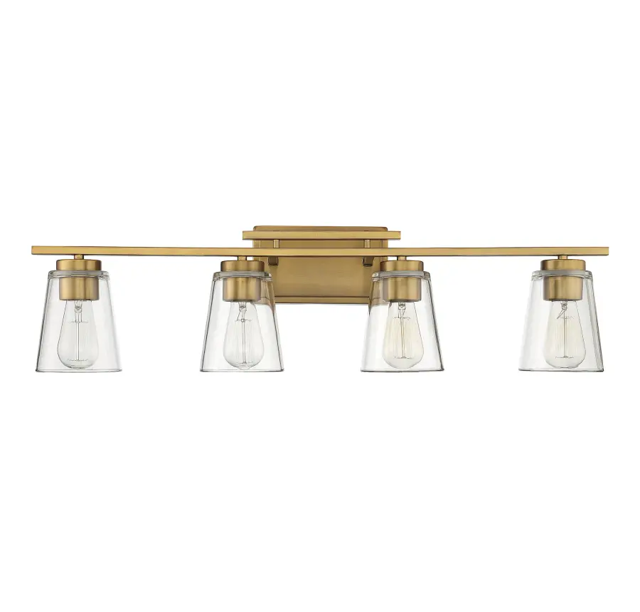 Calhoun 4-Light Bathroom Vanity Light in Warm Brass - Image 2