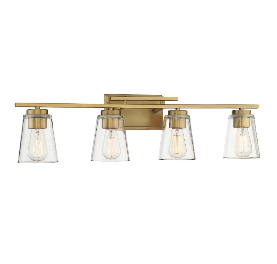 Calhoun 4-Light Bathroom Vanity Light in Warm Brass - Image 3