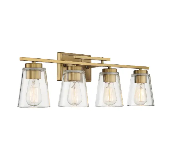 Calhoun 4-Light Bathroom Vanity Light in Warm Brass - Image 4