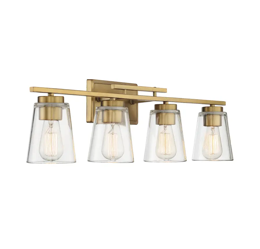 Calhoun 4-Light Bathroom Vanity Light in Warm Brass - Image 4