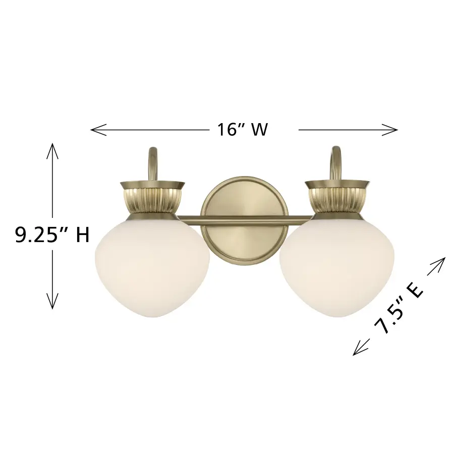 Melbourne 2-Light Bathroom Vanity Light in Noble Brass - Image 6