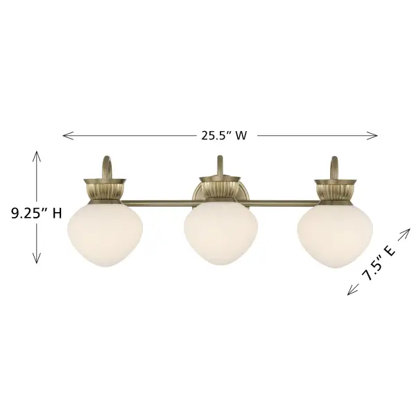 Melbourne 3-Light Bathroom Vanity Light in Noble Brass - Image 7