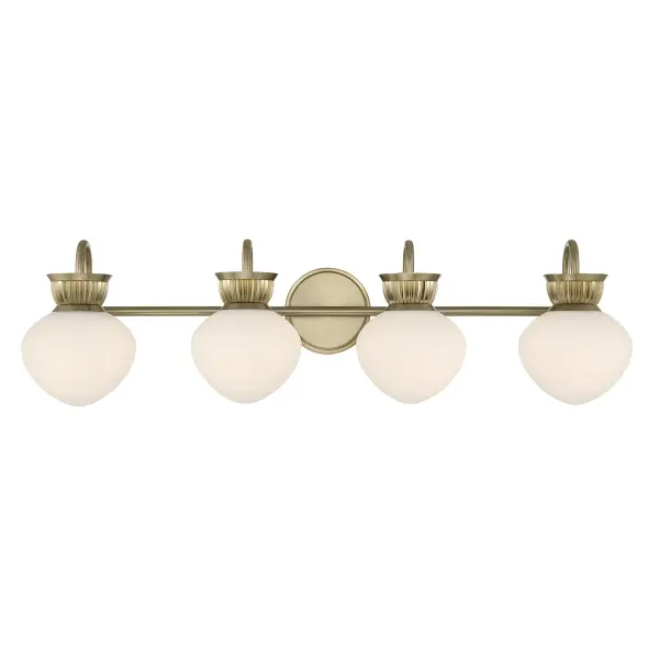 Melbourne 4-Light Bathroom Vanity Light in Noble Brass - Image 1