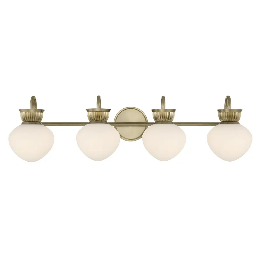 Melbourne 4-Light Bathroom Vanity Light in Noble Brass - Image 1