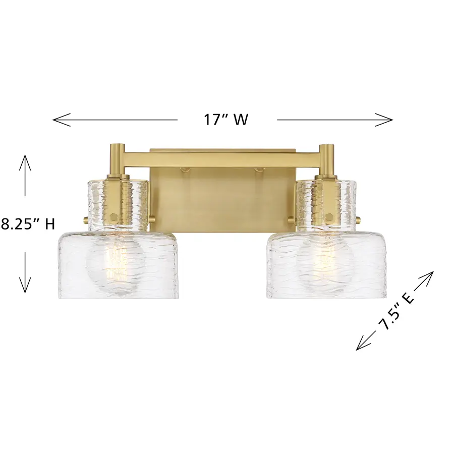 Dover 2-Light Bathroom Vanity Light in Warm Brass - Image 6