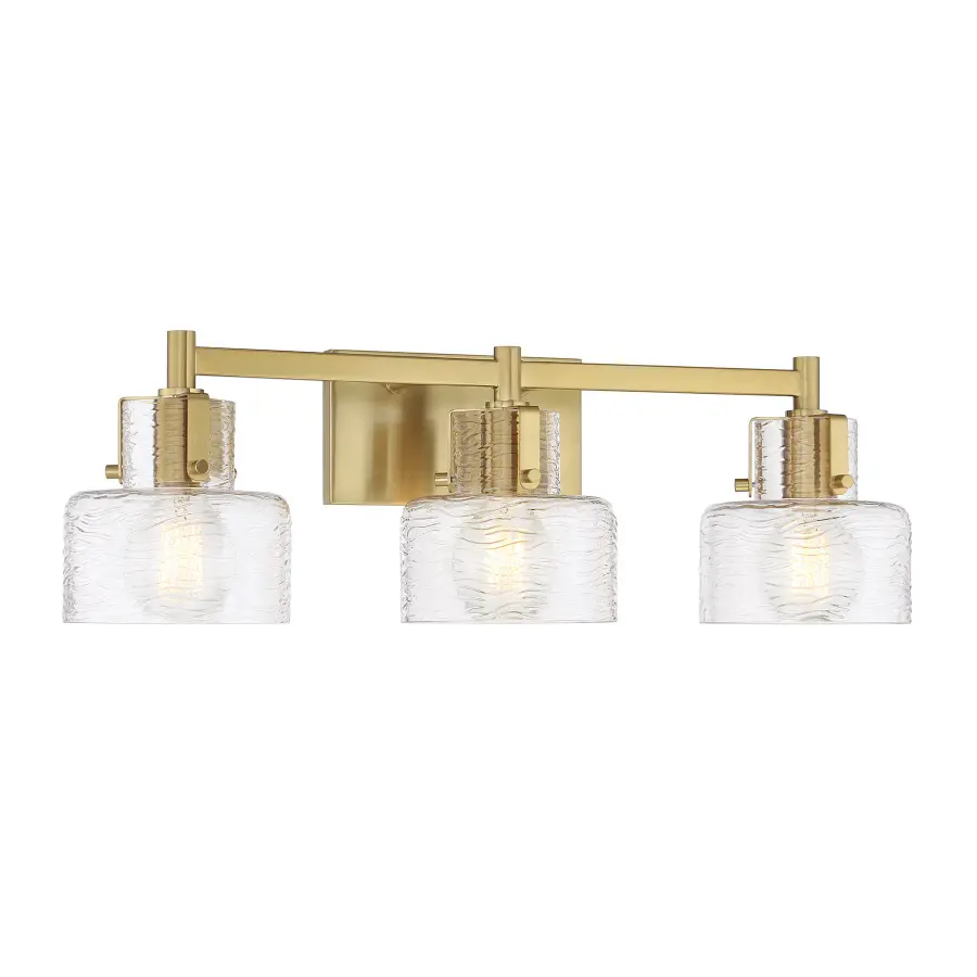 Dover 3-Light Bathroom Vanity Light in Warm Brass - Image 3