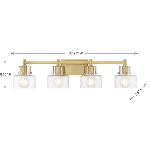 Dover 4-Light Bathroom Vanity Light in Warm Brass - Image 6