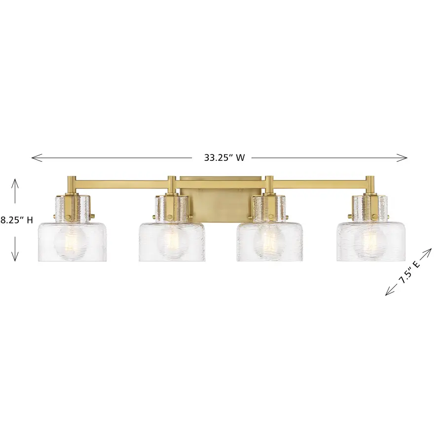 Dover 4-Light Bathroom Vanity Light in Warm Brass - Image 6