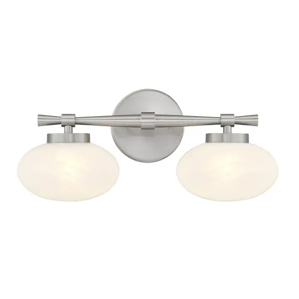 Barrow 2-Light Bathroom Vanity Light in Satin Nickel - Image 1