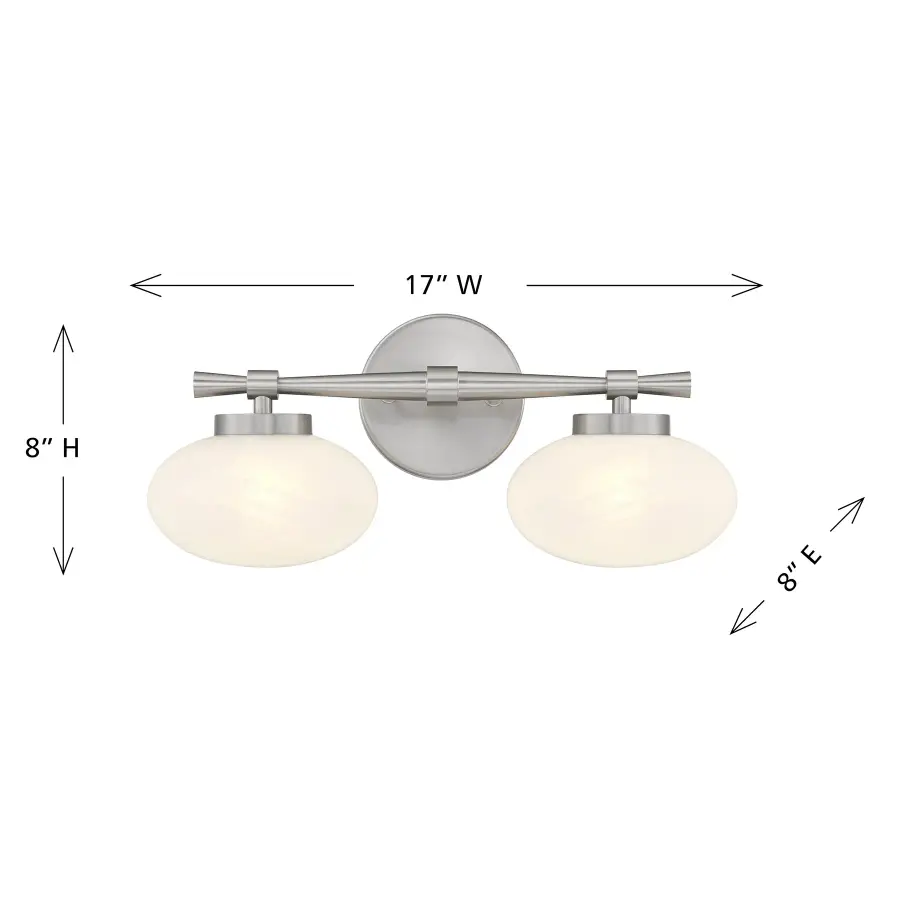 Barrow 2-Light Bathroom Vanity Light in Satin Nickel - Image 6