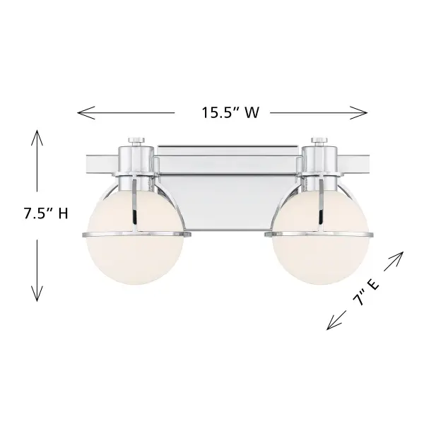 Pierce Two Light Bathroom Vanity in Chrome - Image 6