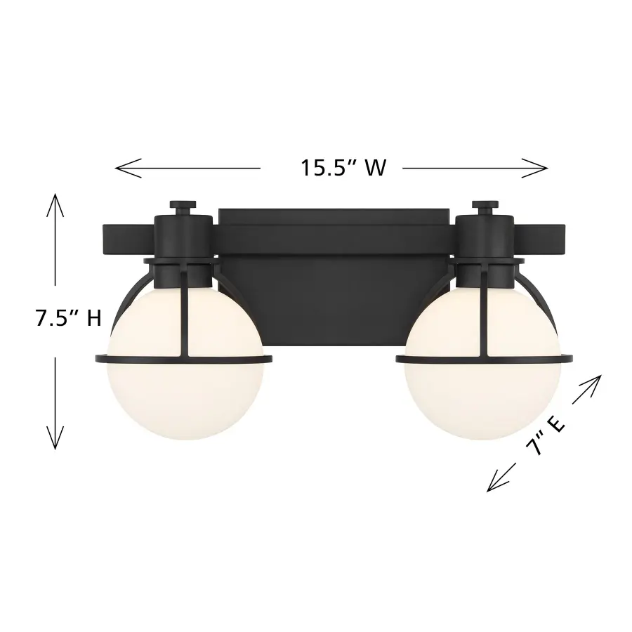 Pierce 2-Light Bathroom Vanity Light in Matte Black - Image 6