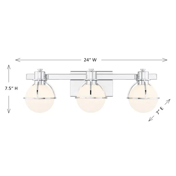 Pierce Three Light Bathroom Vanity in Chrome - Image 7