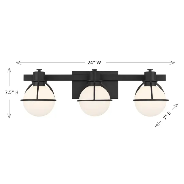 Pierce 3-Light Bathroom Vanity Light in Matte Black - Image 7