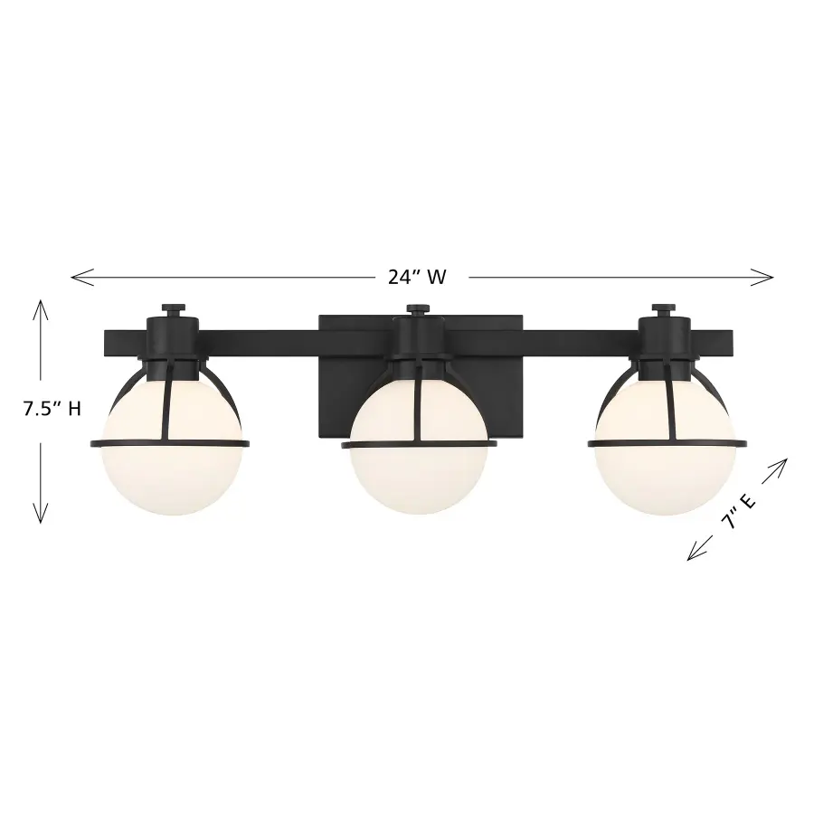 Pierce 3-Light Bathroom Vanity Light in Matte Black - Image 7
