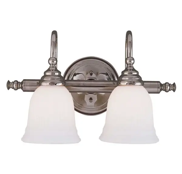 The Brunswick bath bar delivers clean, functional lighting with a polished chrome finish that complements both traditional and contemporary bathrooms. Its compact 17-inch width makes it ideal for smaller vanities.