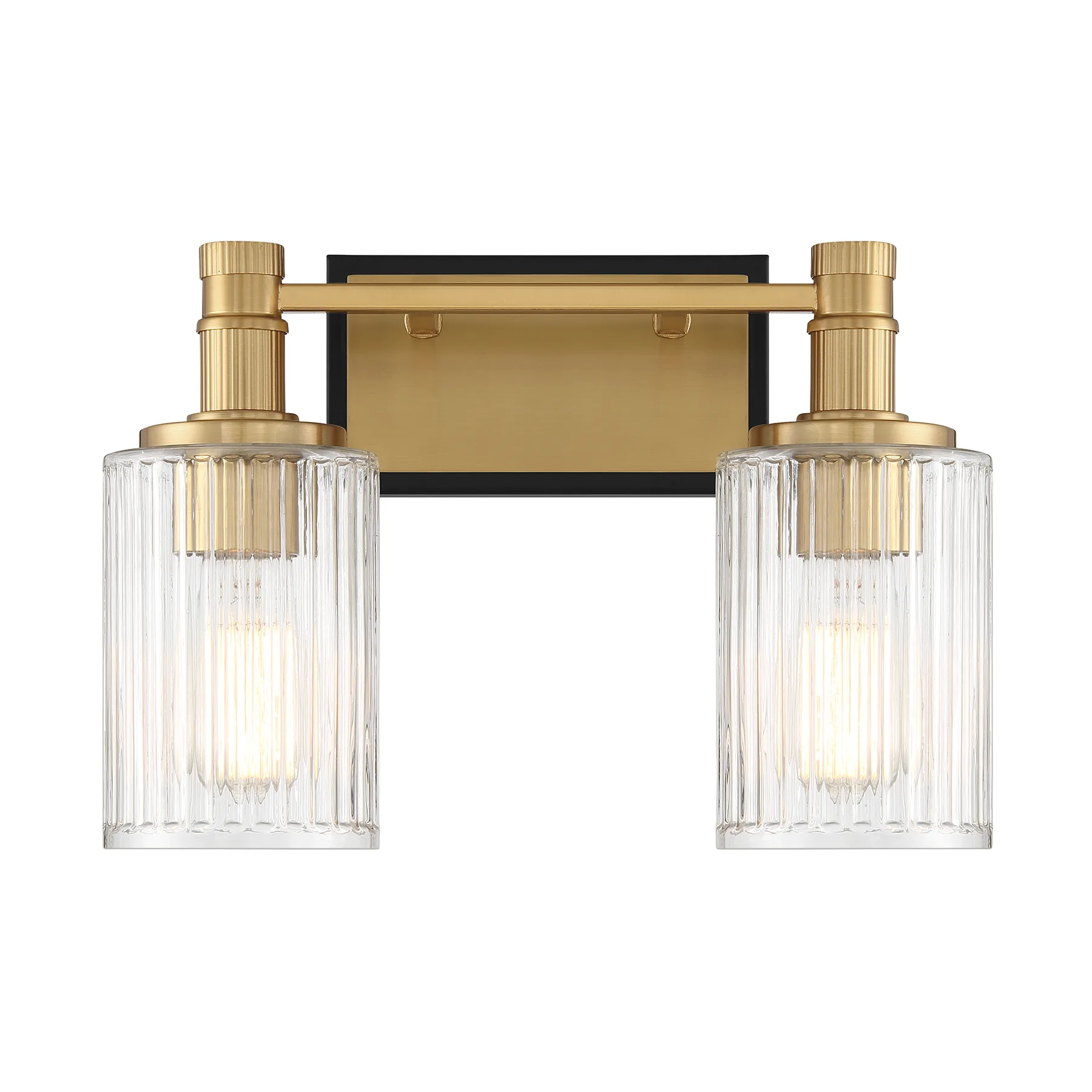 Concord Two Light Bathroom Vanity in Matte Black with Warm Brass