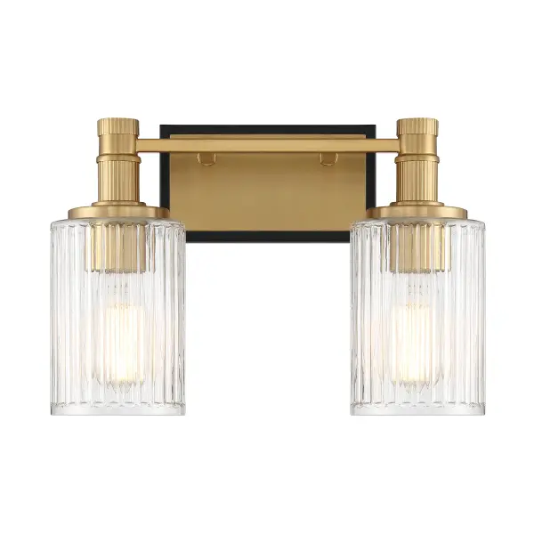 Concord Two Light Bathroom Vanity in Matte Black with Warm Brass - Image 1