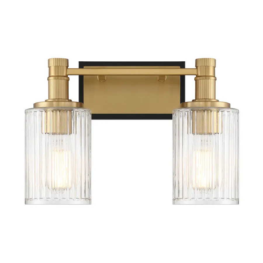 Concord Two Light Bathroom Vanity in Matte Black with Warm Brass - Image 1