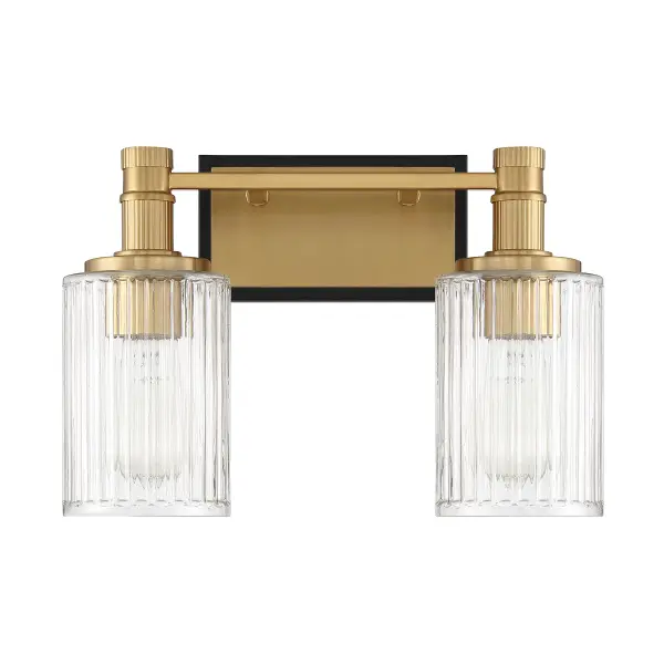 Concord Two Light Bathroom Vanity in Matte Black with Warm Brass - Image 2