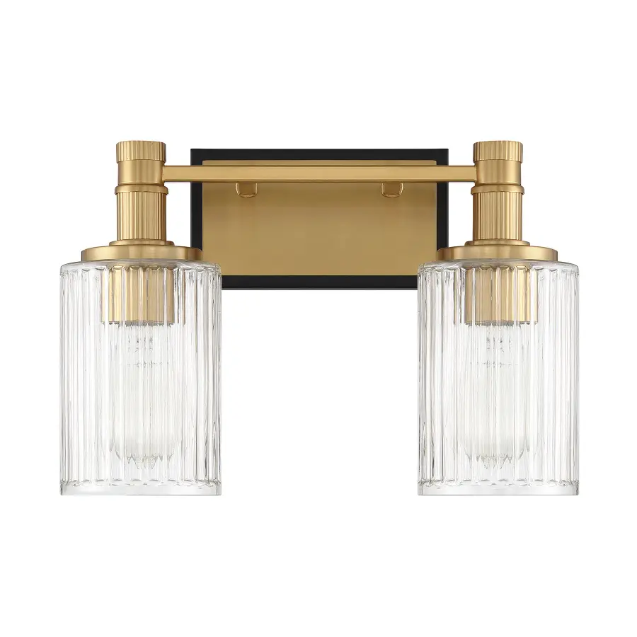Concord Two Light Bathroom Vanity in Matte Black with Warm Brass - Image 2