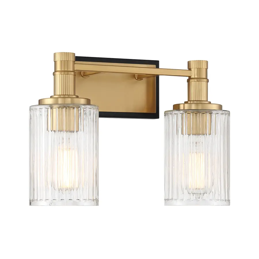 Concord Two Light Bathroom Vanity in Matte Black with Warm Brass - Image 3
