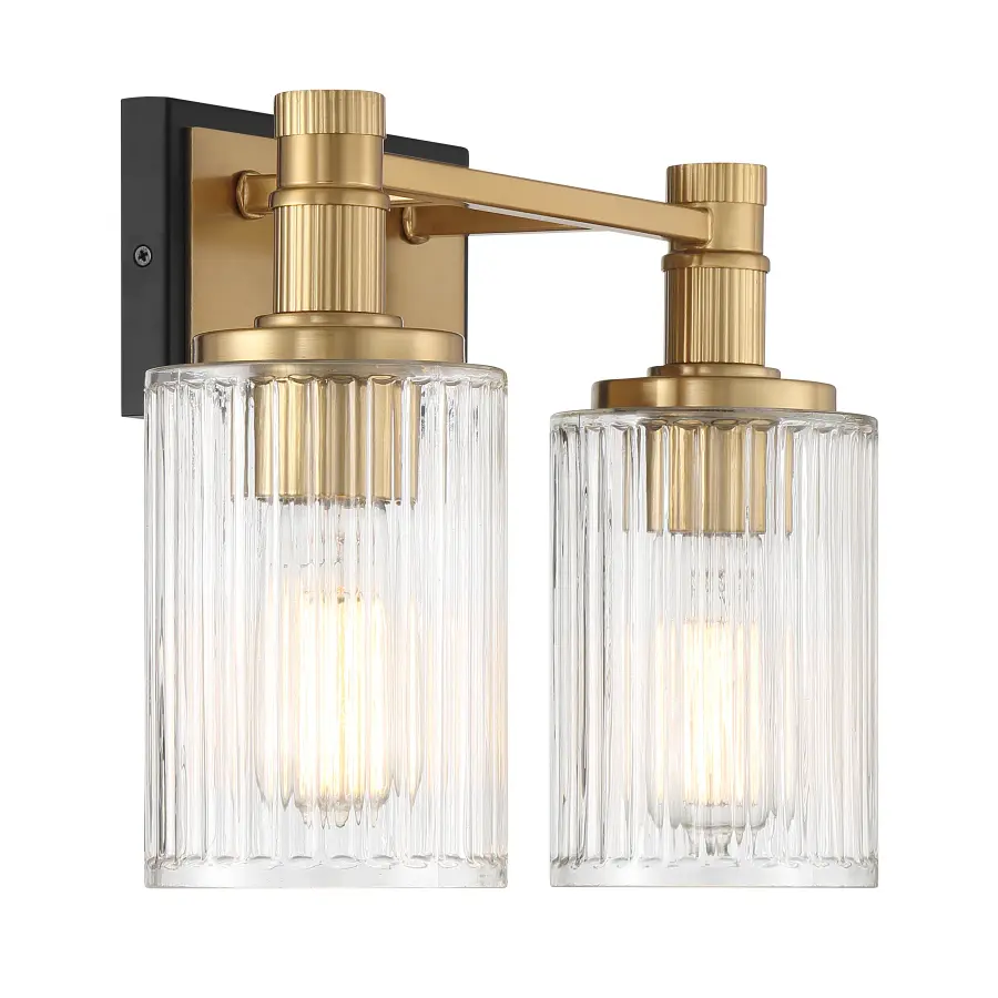 Concord Two Light Bathroom Vanity in Matte Black with Warm Brass - Image 4