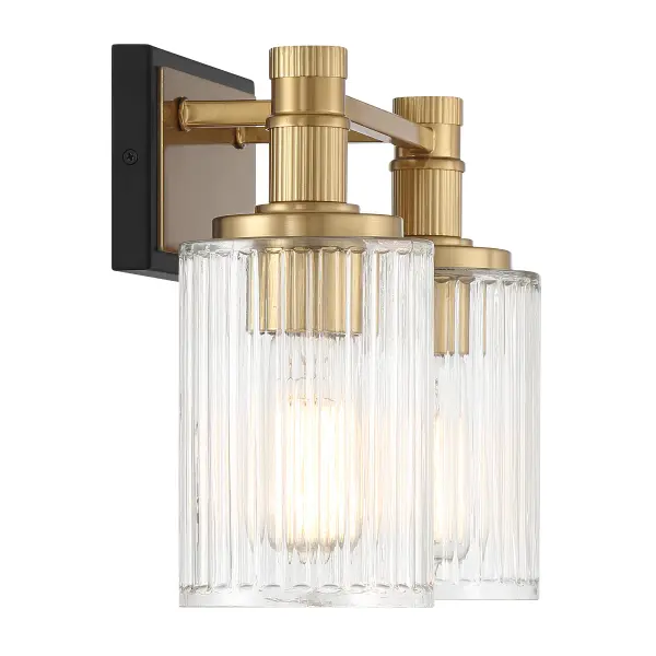 Concord Two Light Bathroom Vanity in Matte Black with Warm Brass - Image 5
