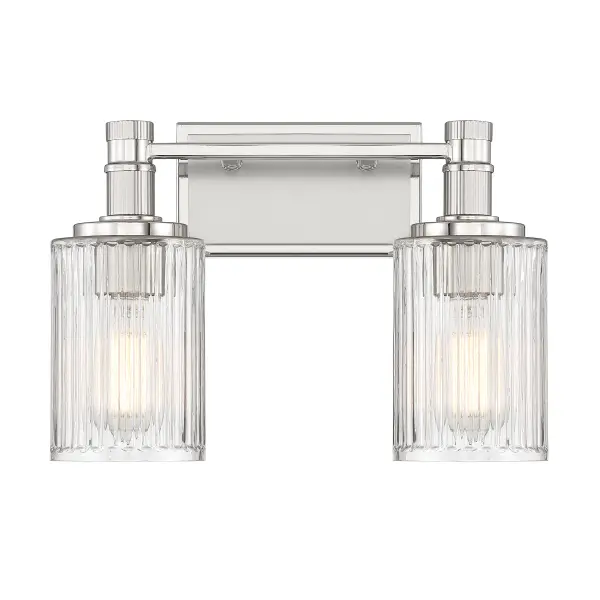 Concord 2-Light Bathroom Vanity Light in Silver and Polished Nickel - Image 1