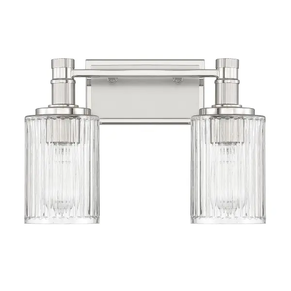 Concord 2-Light Bathroom Vanity Light in Silver and Polished Nickel - Image 2