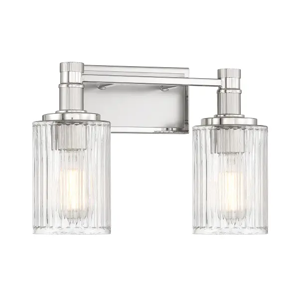 Concord 2-Light Bathroom Vanity Light in Silver and Polished Nickel - Image 3