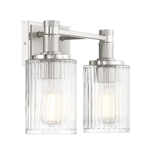 Concord 2-Light Bathroom Vanity Light in Silver and Polished Nickel - Image 4