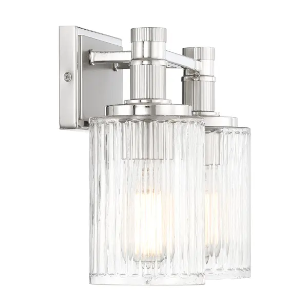 Concord 2-Light Bathroom Vanity Light in Silver and Polished Nickel - Image 5