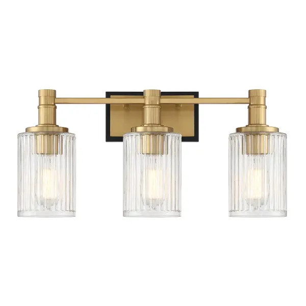 Concord 3-Light Bathroom Vanity in Matte Black with Warm Brass - Image 1