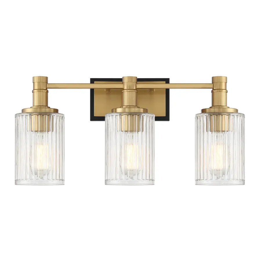 Concord 3-Light Bathroom Vanity in Matte Black with Warm Brass - Image 1