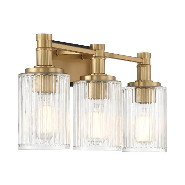 Concord 3-Light Bathroom Vanity in Matte Black with Warm Brass - Image 4