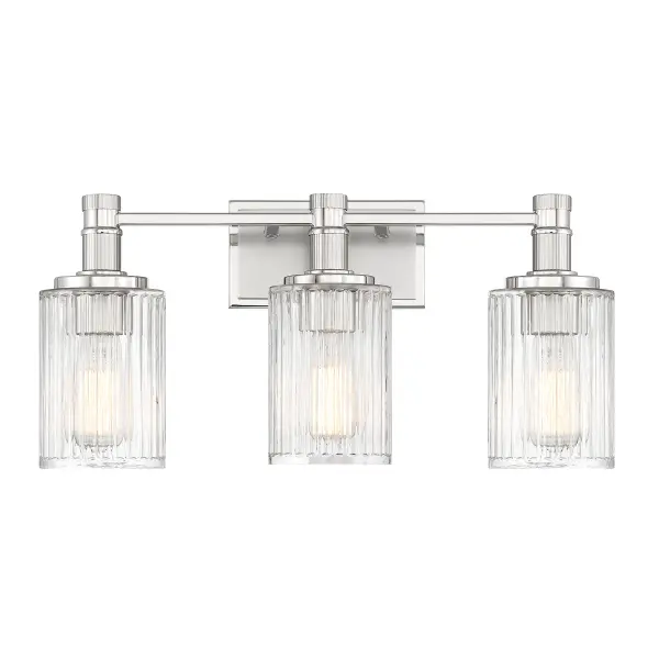Concord 3-Light Bathroom Vanity Light in Silver and Polished Nickel - Image 1