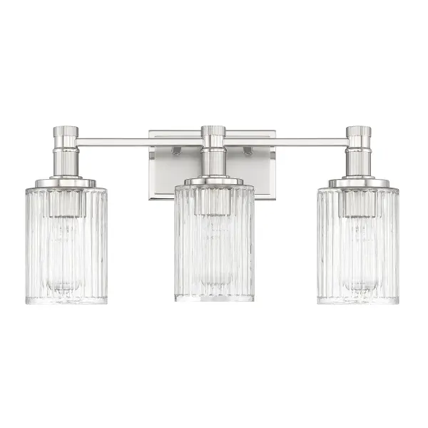 Concord 3-Light Bathroom Vanity Light in Silver and Polished Nickel - Image 2
