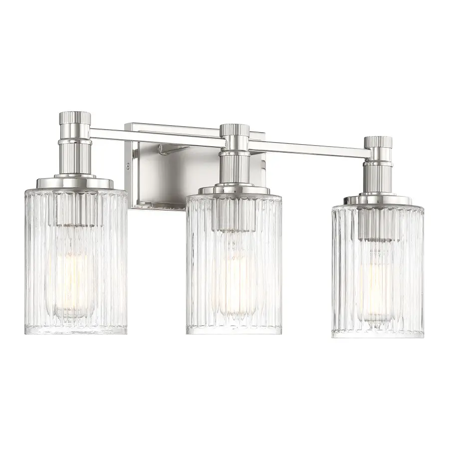 Concord 3-Light Bathroom Vanity Light in Silver and Polished Nickel - Image 3