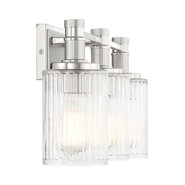 Concord 3-Light Bathroom Vanity Light in Silver and Polished Nickel - Image 5