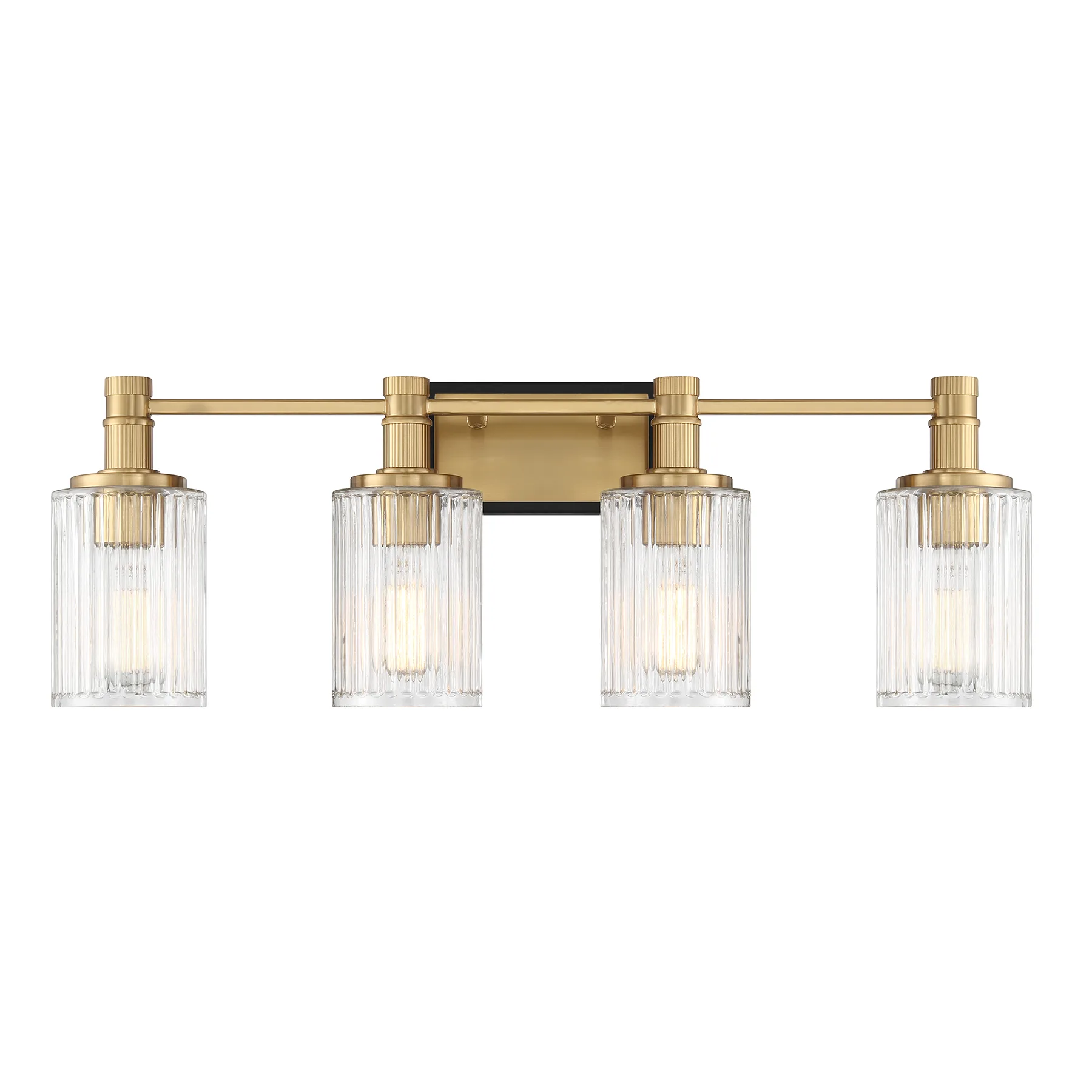 Concord 4-Light Bathroom Vanity in Matte Black with Warm Brass