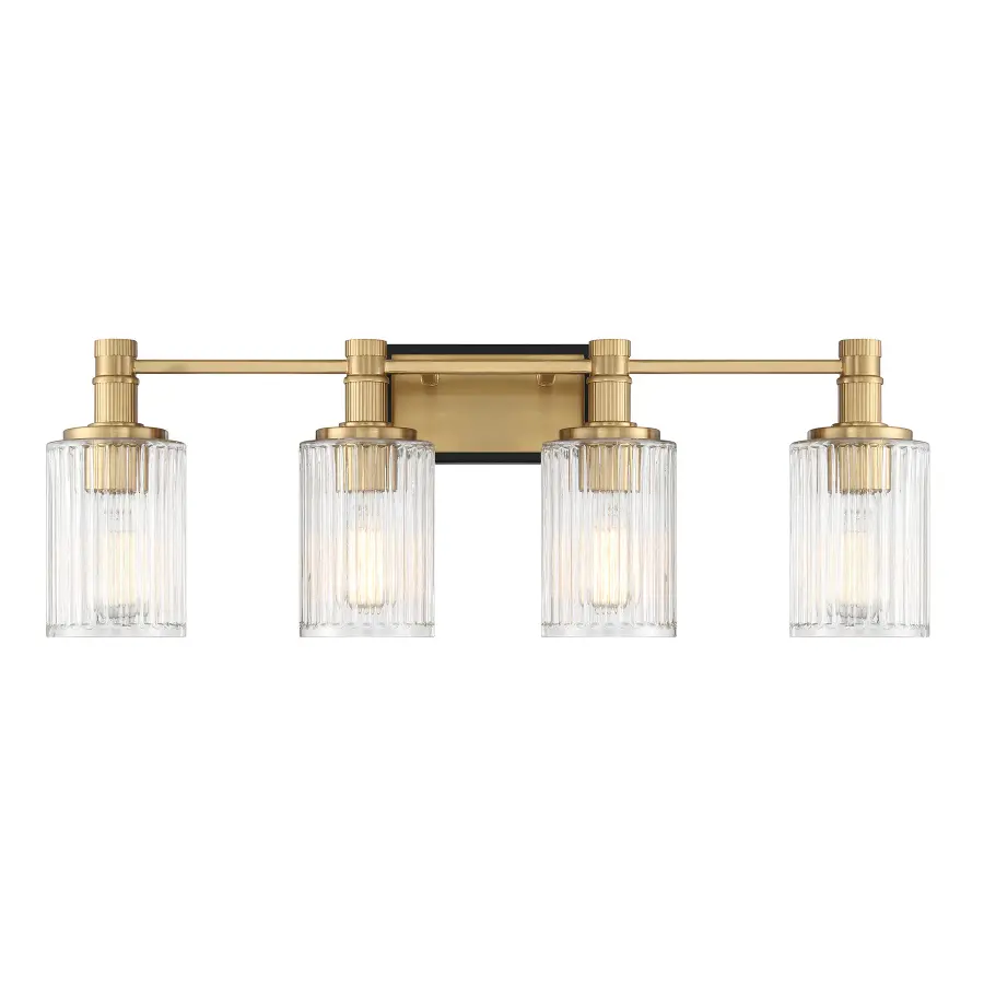 Concord 4-Light Bathroom Vanity in Matte Black with Warm Brass - Image 1