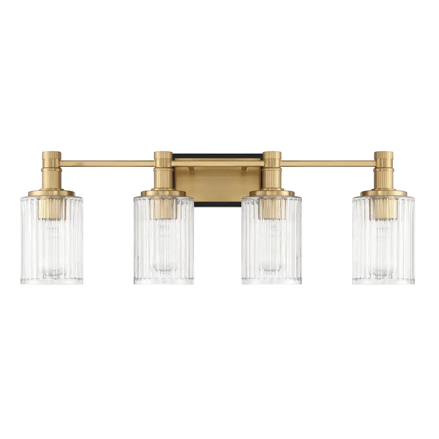 Concord 4-Light Bathroom Vanity in Matte Black with Warm Brass - Image 2