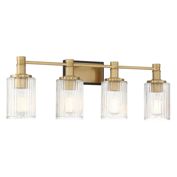 Concord 4-Light Bathroom Vanity in Matte Black with Warm Brass - Image 3