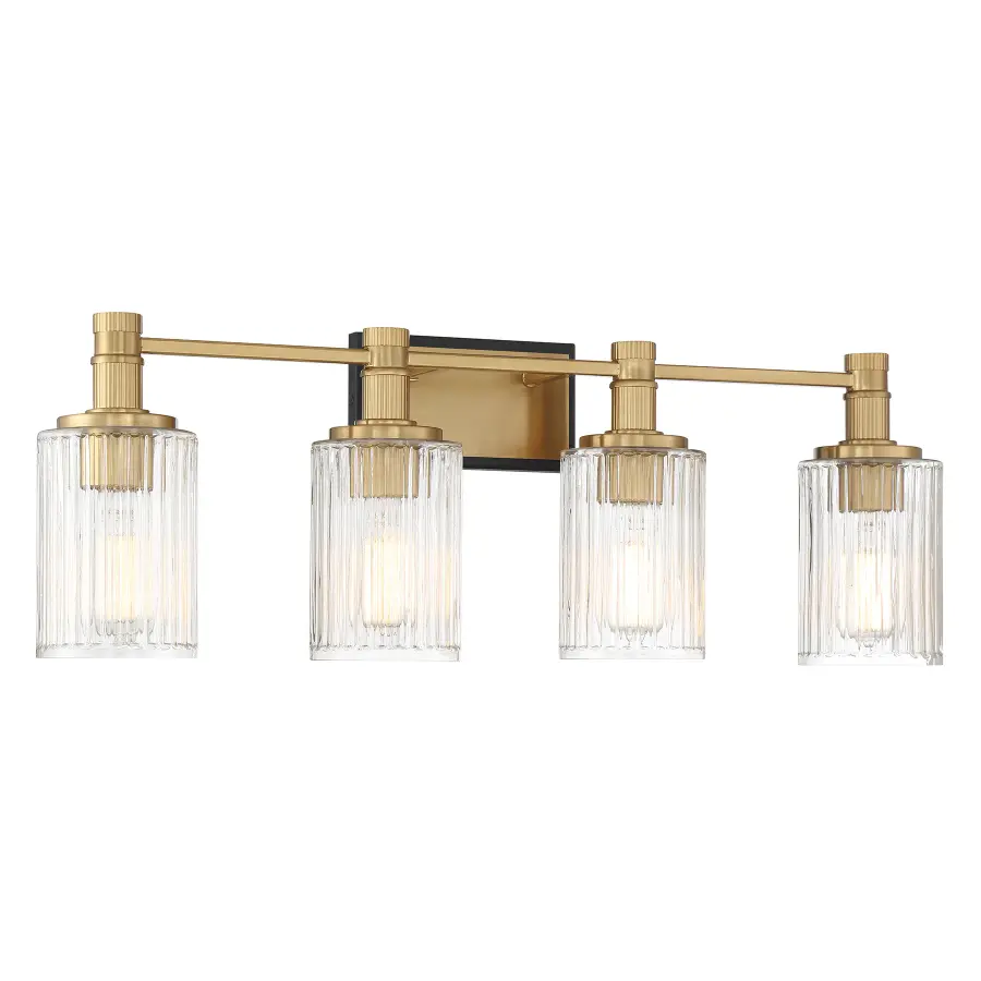 Concord 4-Light Bathroom Vanity in Matte Black with Warm Brass - Image 3